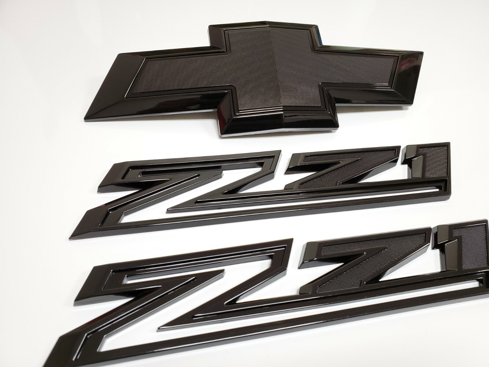 3PCS 2019-2021 Gloss Black Silverado 1500 Bowtie Front Grille Fender Z71 Emblems