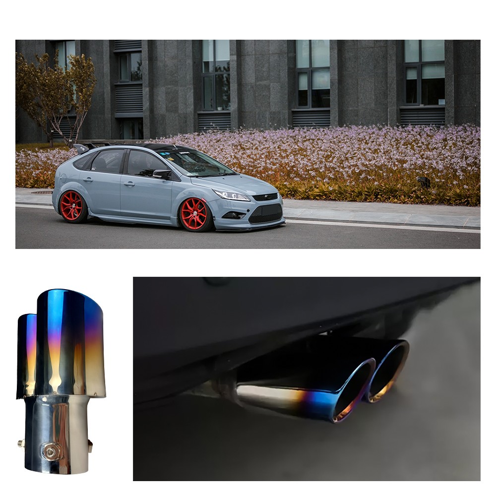 Car Auto Blue Rear Exhaust Pipe Tail Tip Muffler Throat Tailpipe Auto Parts NEW