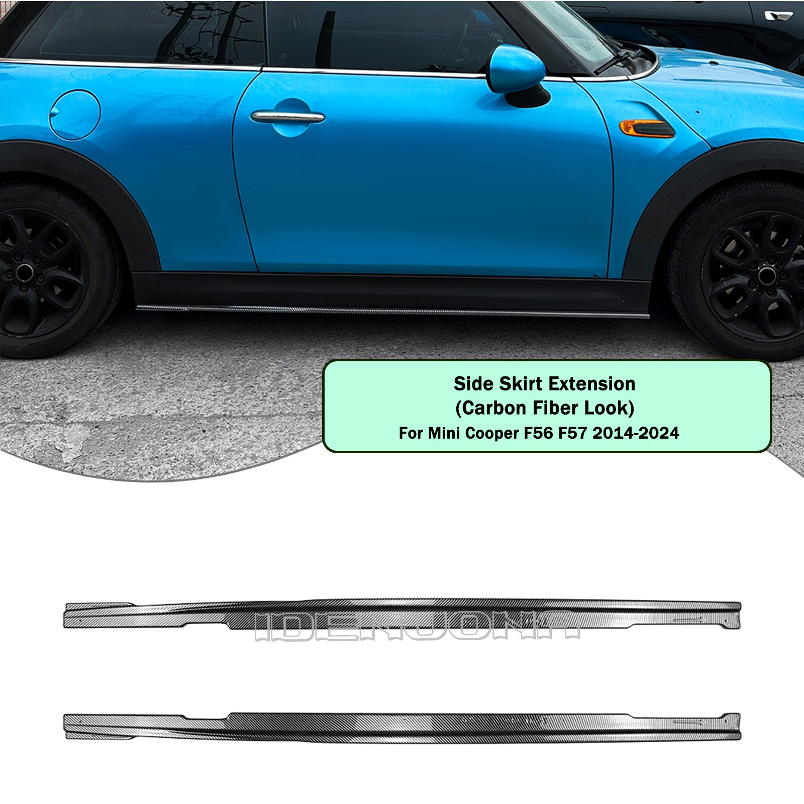 Carbon Fiber Look Side Skirt Splitter For Mini Cooper F56 F57 2014-2024