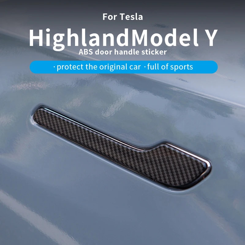 Door handle decorative film for Tesla Model 3 Y, scratch-resistant ABS material.