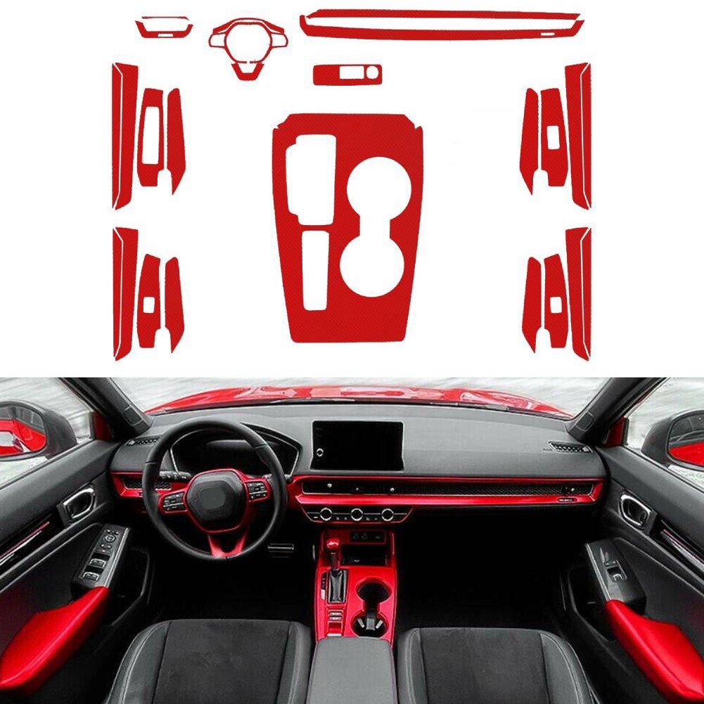 Red 3D Carbon Fiber Texture Interior Stickers for Honda For Civic 11th Only