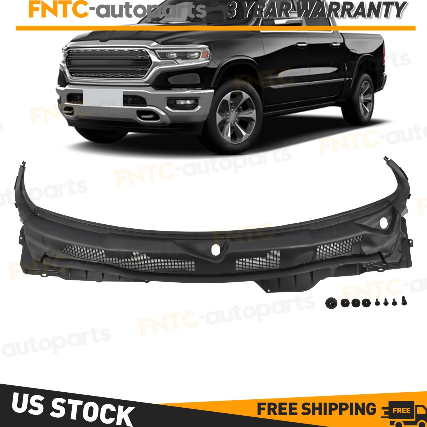 Front Windshield Wiper Cowl Panel For 2009-2024 Dodge Ram 1500/2500/3500 2009-20