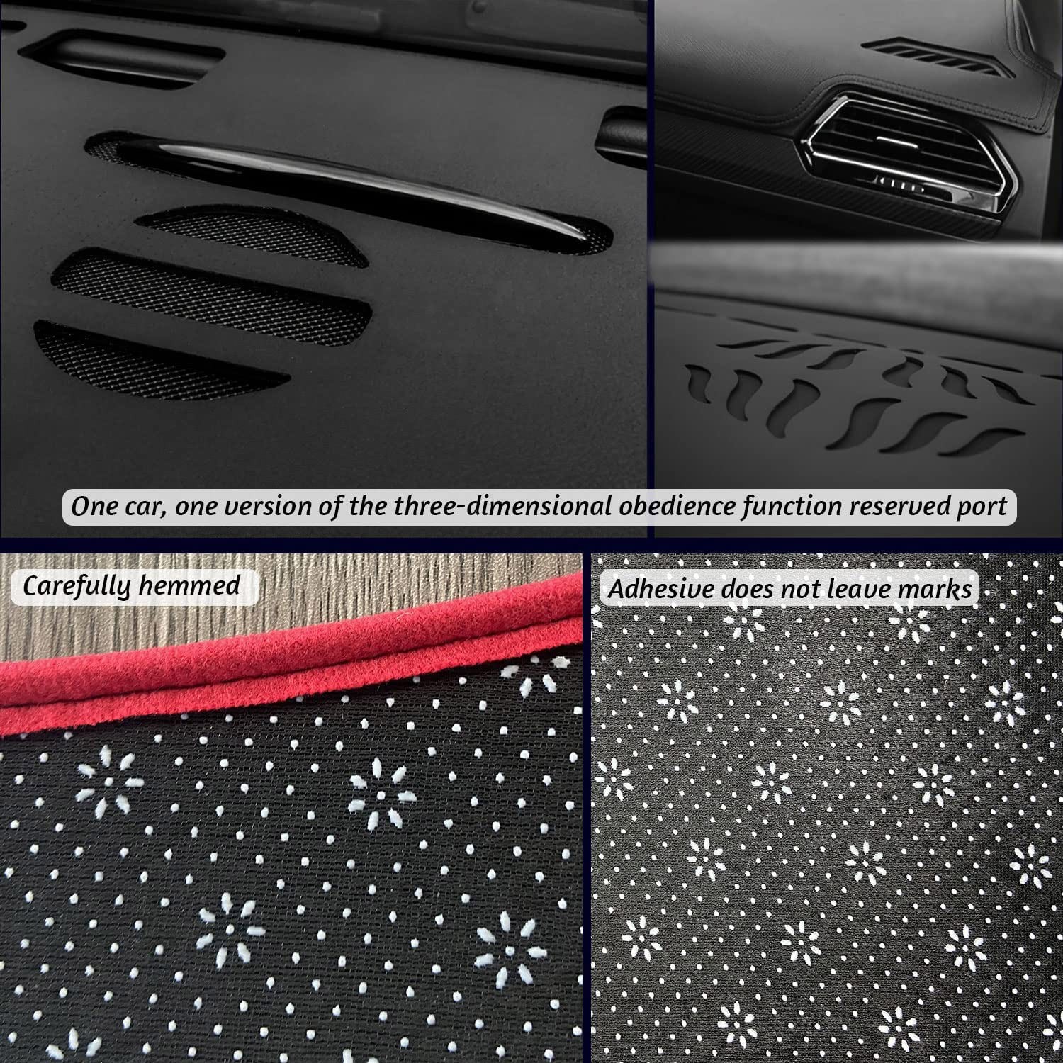 Dashboard Mat Custom Fit 2013-2018 Toyota RAV4, Dash Cover Pad Mats Red Trims