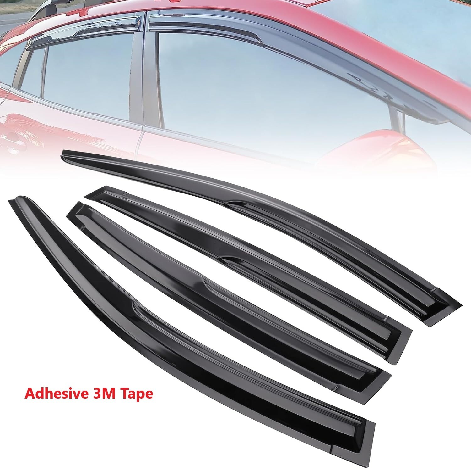 WindowVisors Black Rain Guard Fit Subaru Impreza Hatchback Mugen Style 2017-2022