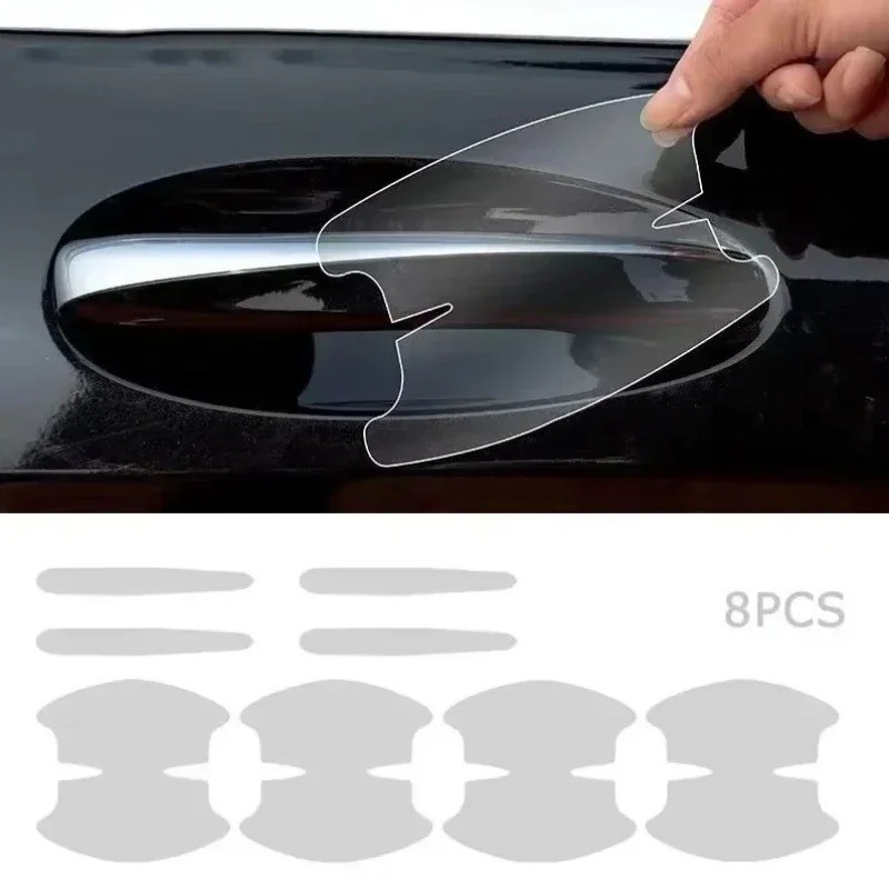 8PCS Universal Car Door Handle Bowl Scratch Protective Stickers Transparent Car