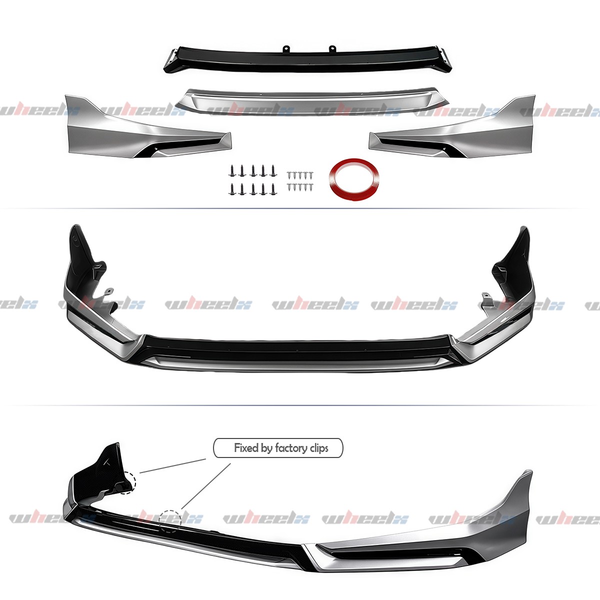 For 2022-24 11th Honda Civic Yofer V3 Glossy Black Front Bumper Lip Splitter Kit