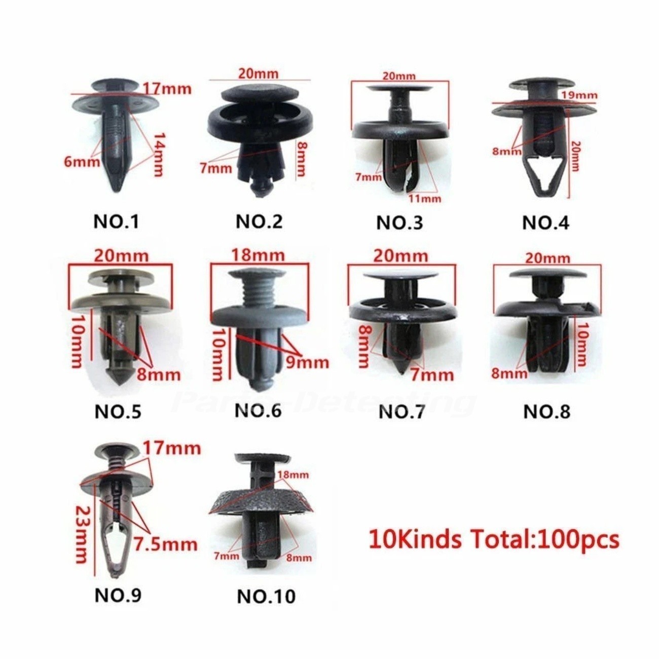 ✅100Pcs Bumper Clips Car Auto Fender 6 7 8 9 mm Trim Push Pin Rivet Fastener⭐