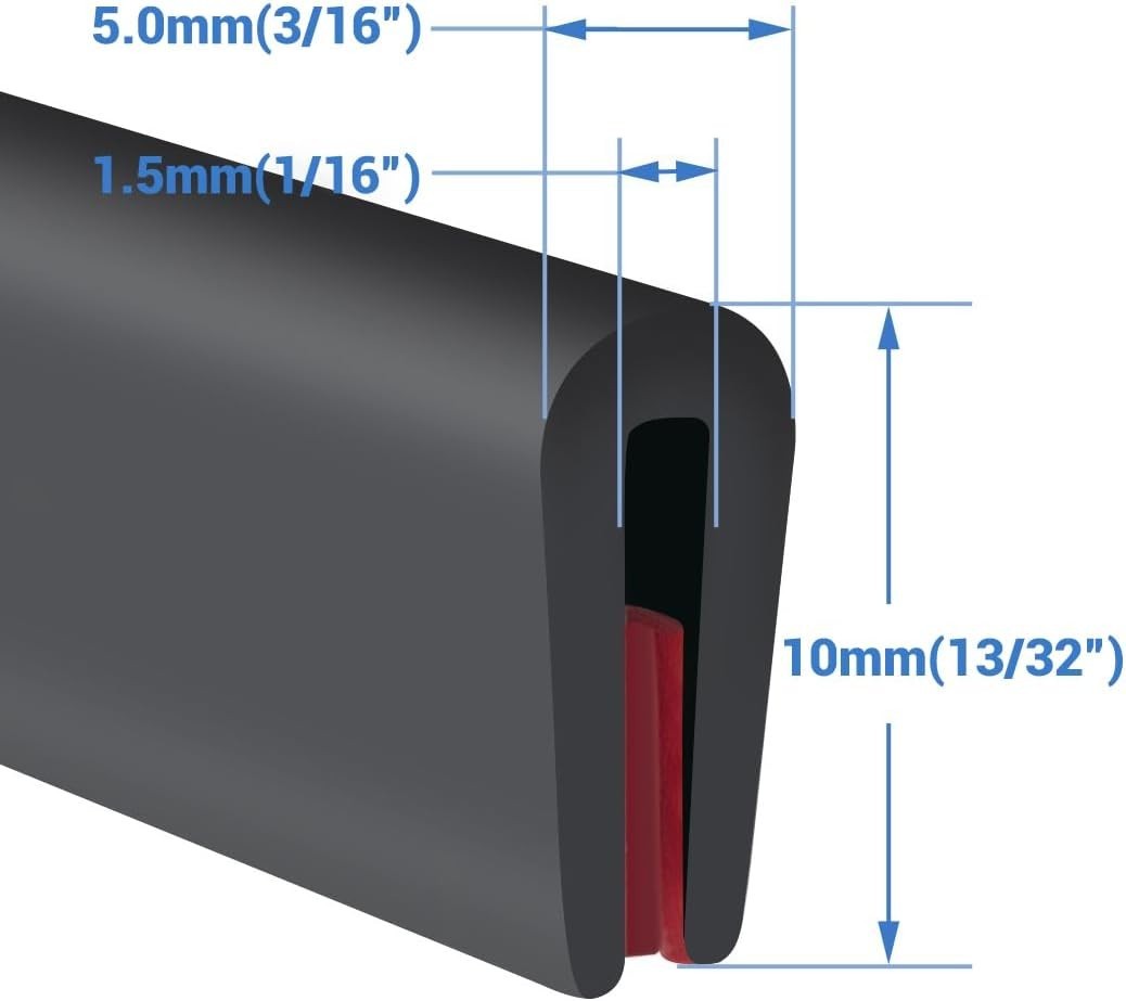 Flexible EPDM Rubber Edge Trim for Sheet Metal – 10Ft Self-Adhesive Protector