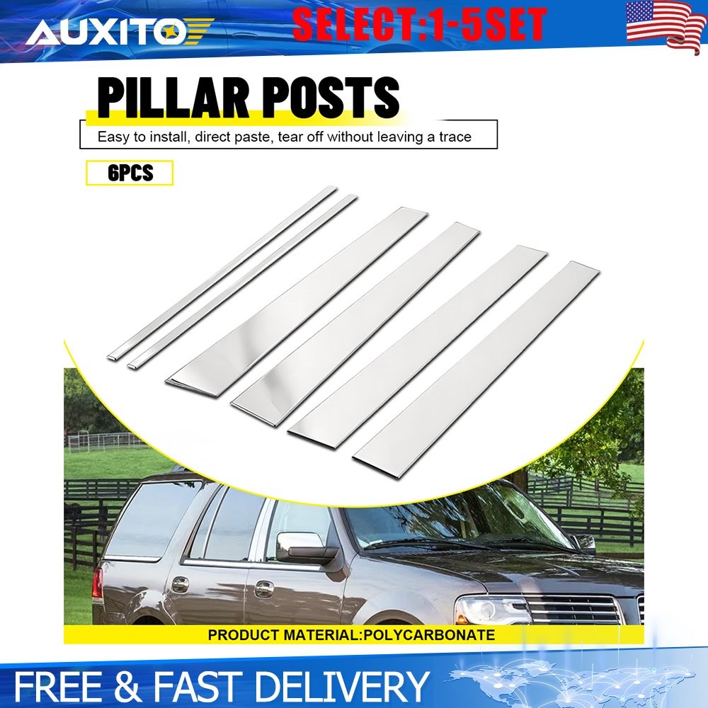 Fit 1997-2017 Lincoln Navigator Stainless Steel Chrome Pillar Post Trim 6-30X