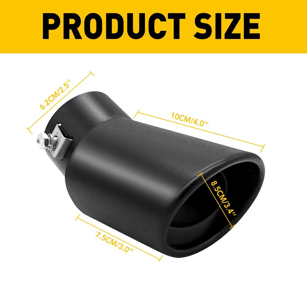 Exhaust Trim Car Pipe Stainless Steel 62mm Muffler Bend Tip Tail Black Thr Part
