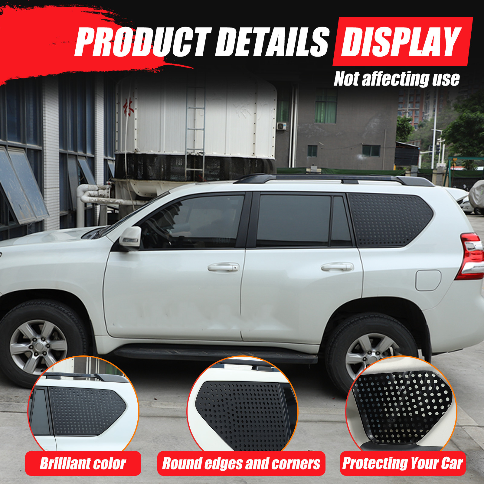 4PCS Rear Window Triangle Glass Panel Trim for Lexus GX 460 2010-23 Accessories