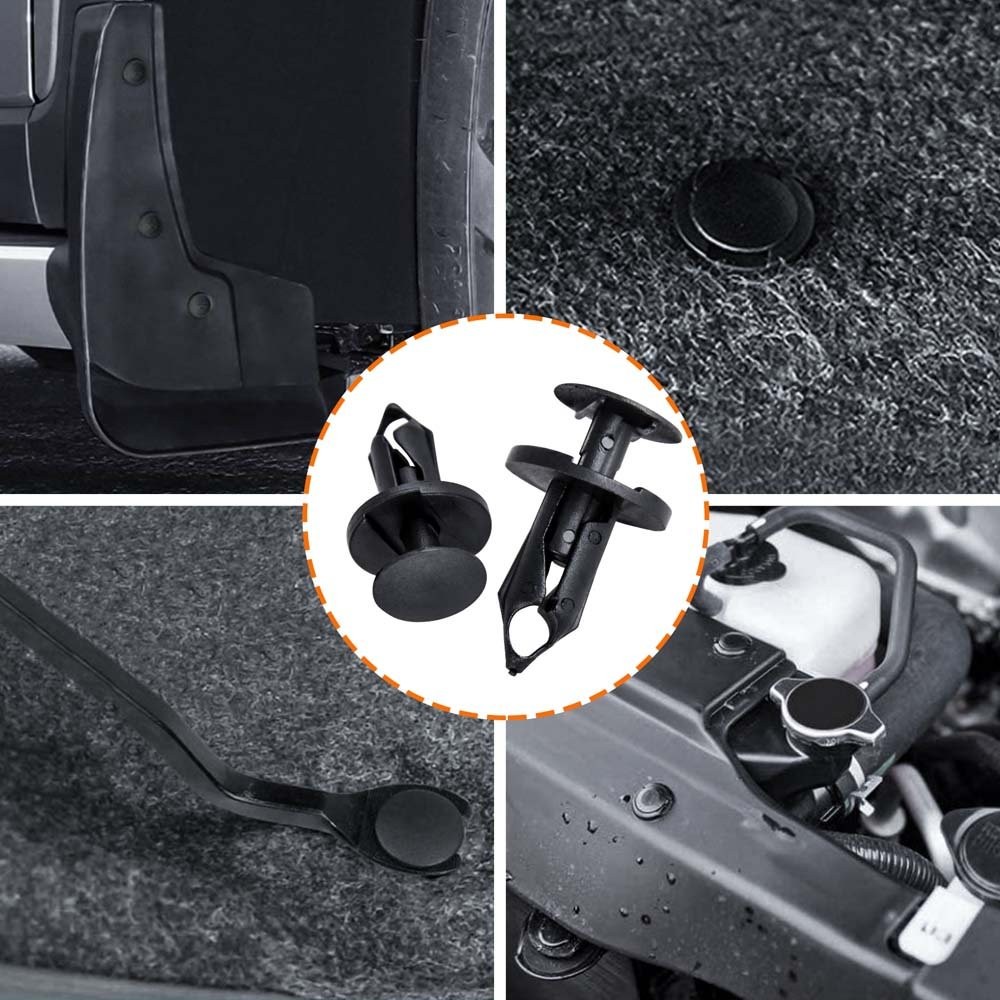 120Pcs 8mm Hole Plastic Rivets Fastener Push Pin Clips Car Auto Fender Retainer