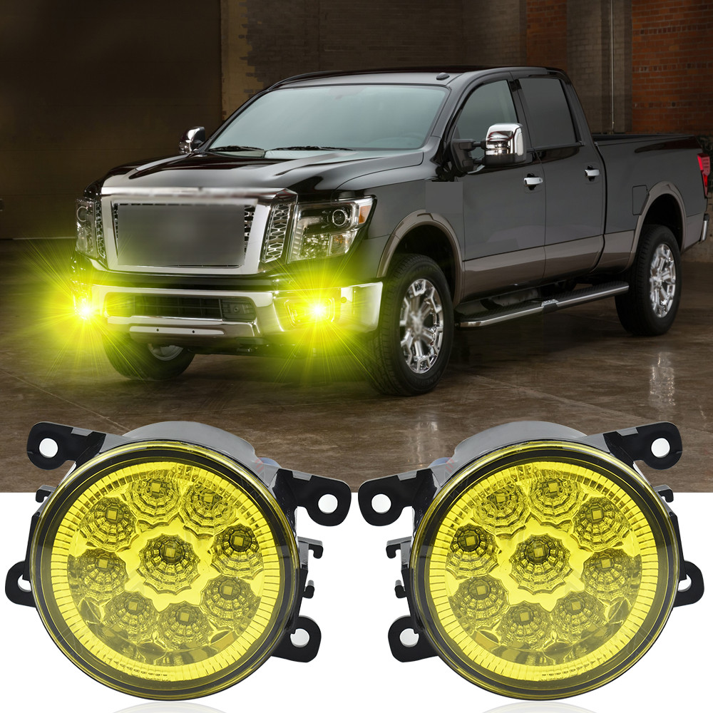 For Nissan Titan XD 2016 2017 -2019 Yellow Front Bumper Fog Light Driving Lamp