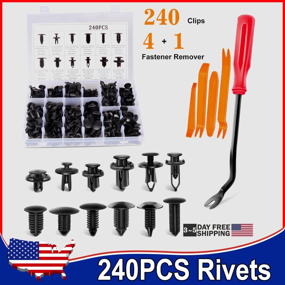 240PCS Car Body Retainer Clips Auto Fasteners Push Trim Pin Rivet Bumper Kit US✅