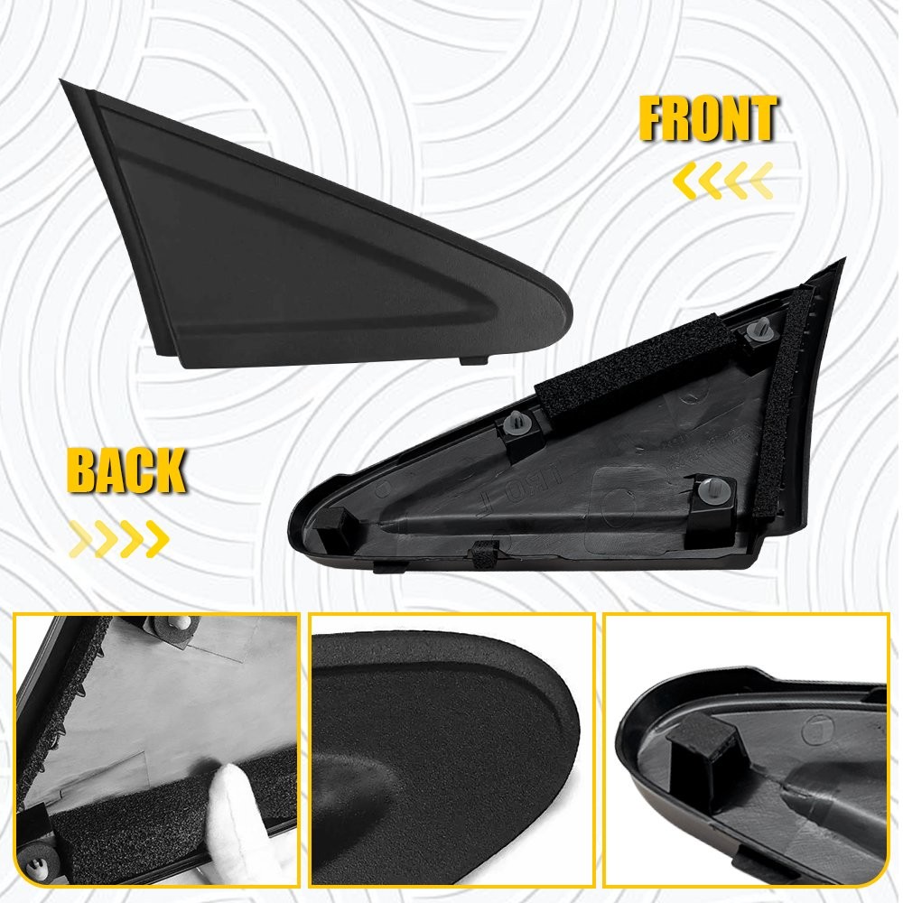 2PCS LH+RH Fender Pillar Trim Mirror Corner Molding For Honda Civic 2012-2015