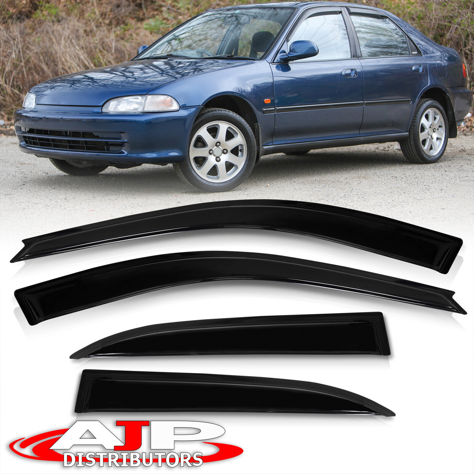 Smoke Window Visors Rain Guard Vent Deflector For 1992-1995 Honda Civic EG Sedan