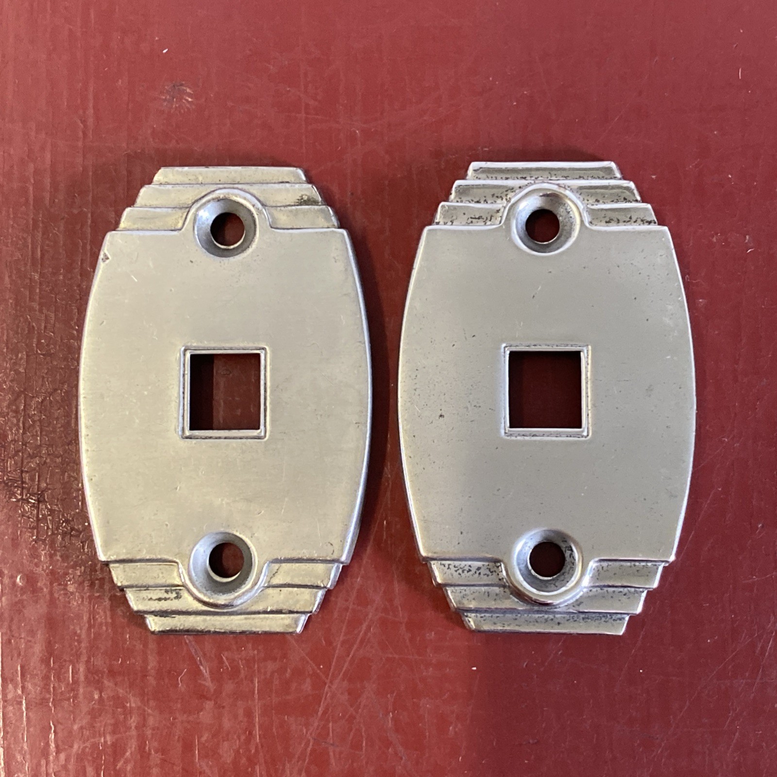 1930 s 1940 s COURTESY DOME LIGHT SWITCH ESCUTCHEON PAIR VINTAGE INTERIOR TRIM
