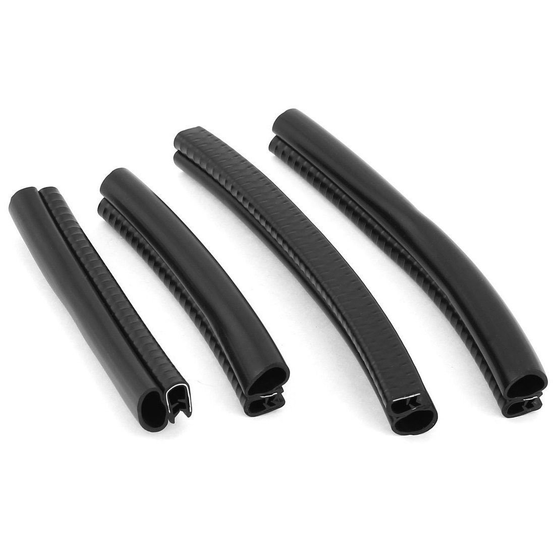 Car Rubber Sealing Sealed Strip Door Guard Buffer Protector Black 4pcs