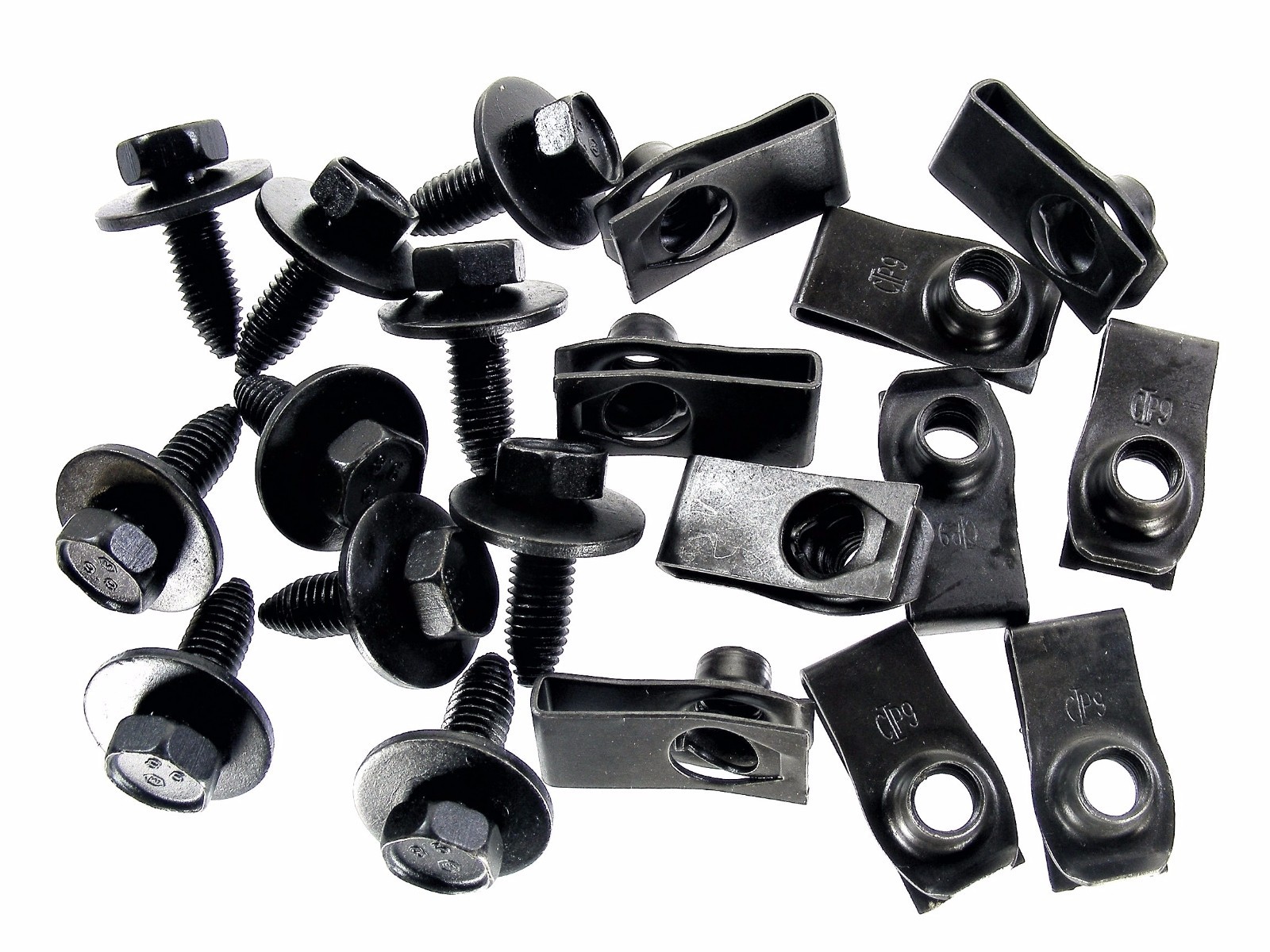 CHEVY Body Bolts & U-nut Clips- M8-1.25 x 25mm Long- 13mm Hex- 20pcs (10ea) #153