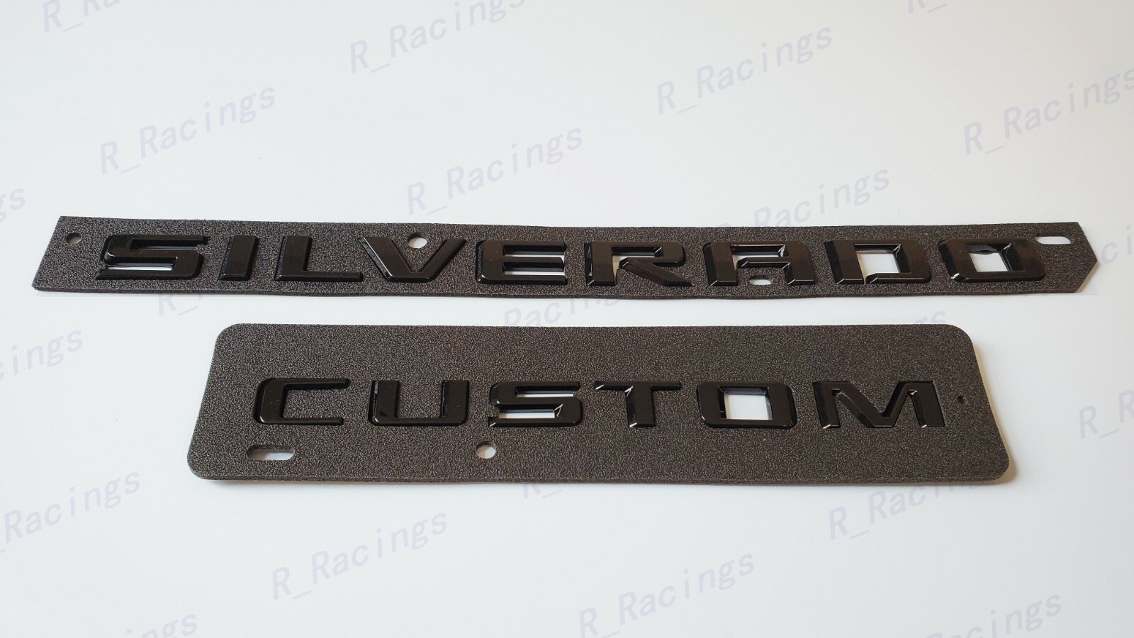2PCS Tailgate Gloss Black Silverado Custom Emblem Letter Fit 2019-2022 Silverado