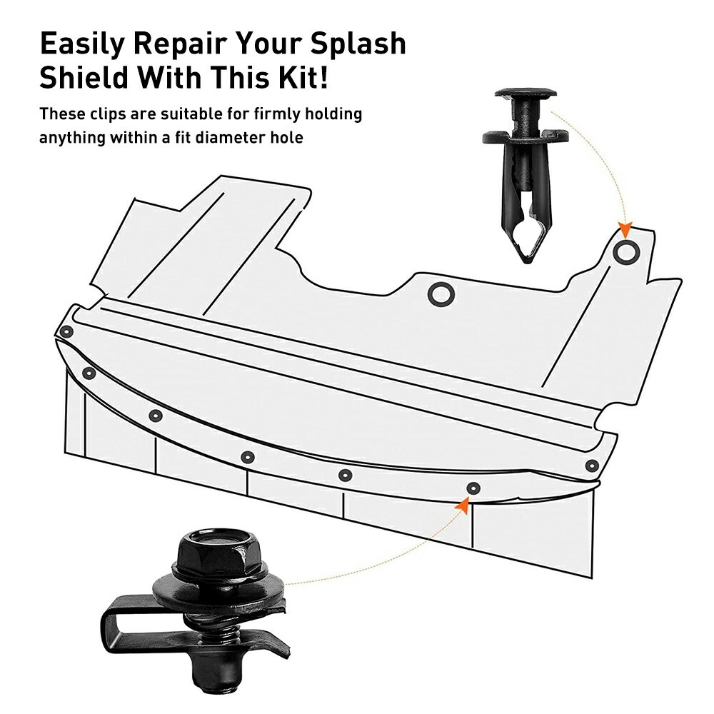 Car Body Bolts U-nut Clips M6 Splash Shield Retainer Fastener Rivet Screws Kit