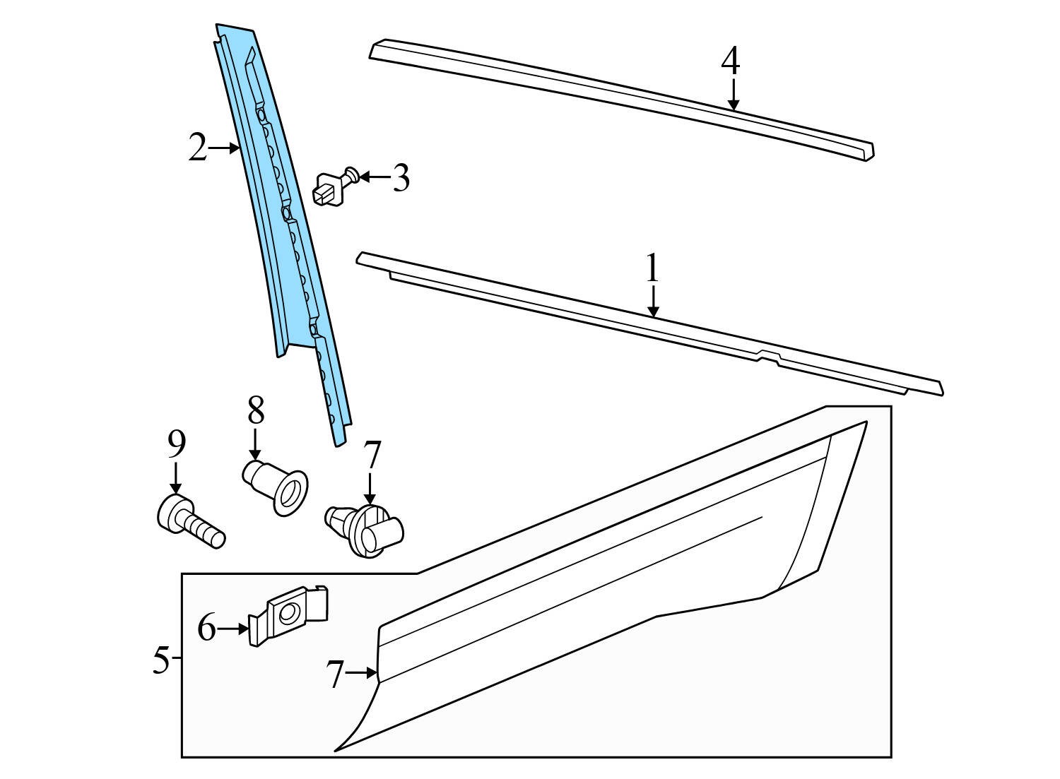 2018-2020 2024 VW ATLAS – REAR Right Exterior B Pillar TRIM / Cover 3CN839902B