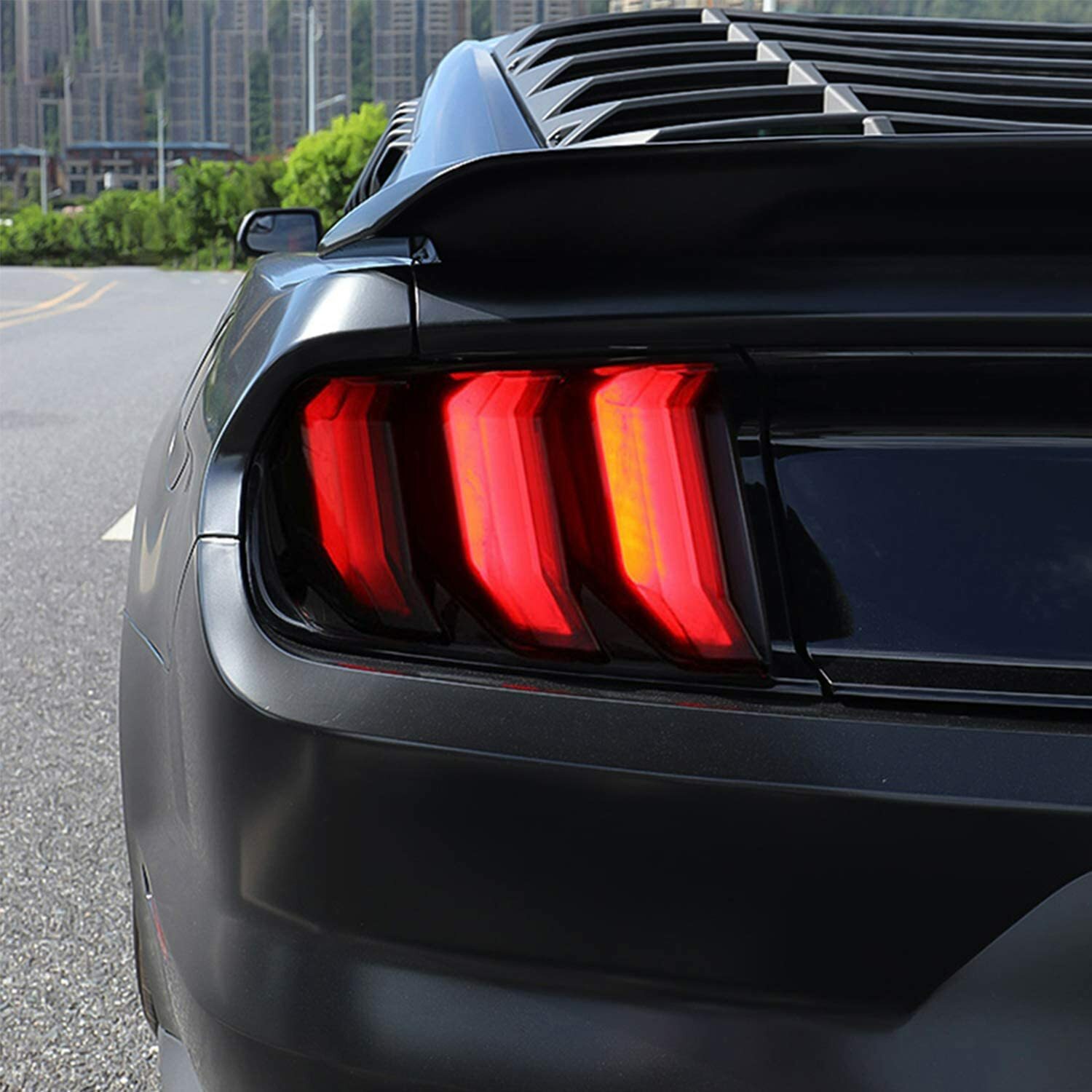 Smoke Black Taillight Lamp Light Cover Guard Decor Trim Molded for Ford Mustang