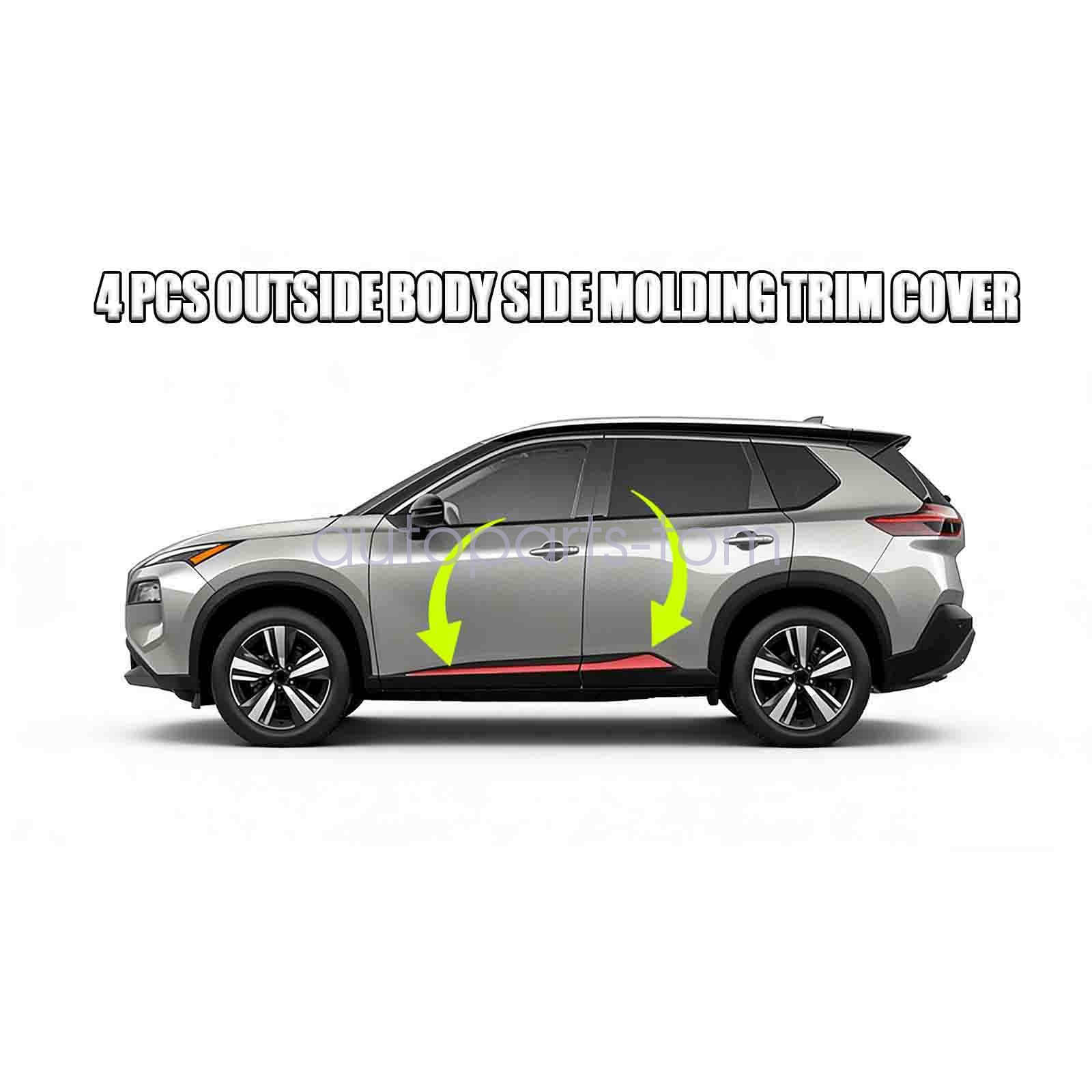 Door Side Body Molding Trim Cover Chrome For Nissan Rogue/X-Trail 2021-2025