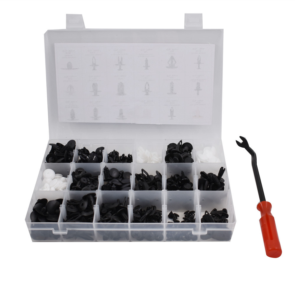 415PCS Plastic Rivets Fastener Fender Bumper Push Pin Clips Free Remover Tool