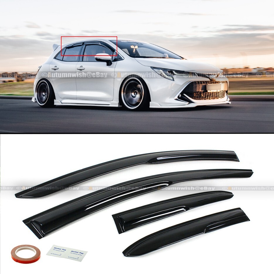 For 19-24 Corolla Hatchback 3D Wavy Mugen Style Tinted Window Visor Guard Vent