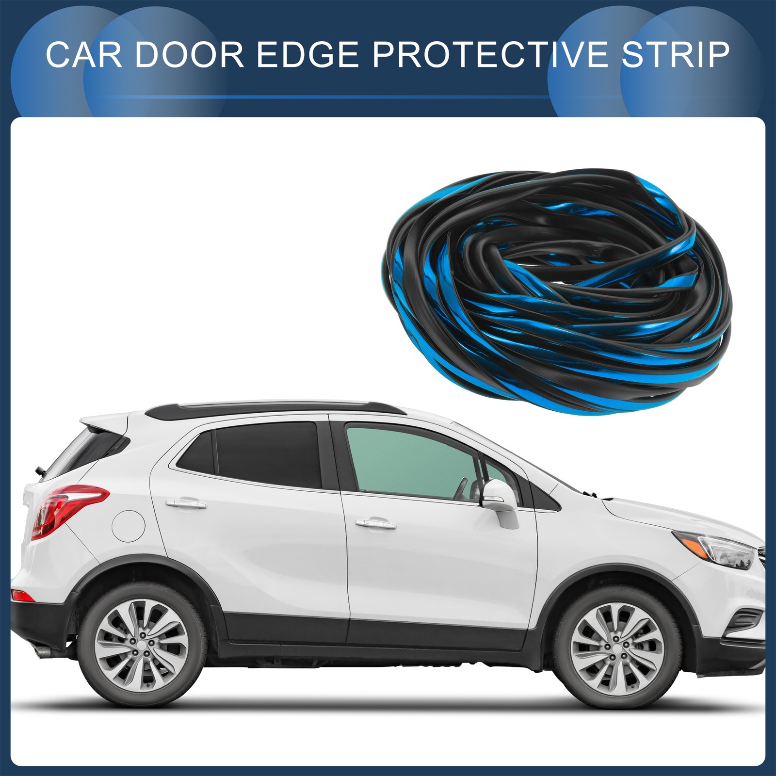 Universal Car Door Edge Guards Exterior 65.62ft U-Shaped PVC Chrome Blue 1 Pc