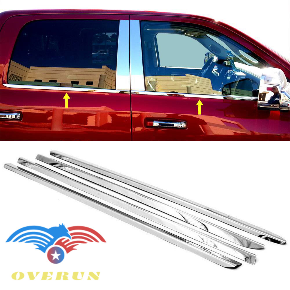 STAINLESS STEEL Chrome window sill molding trim fits 09-18 RAM 1500 25 3500 CREW