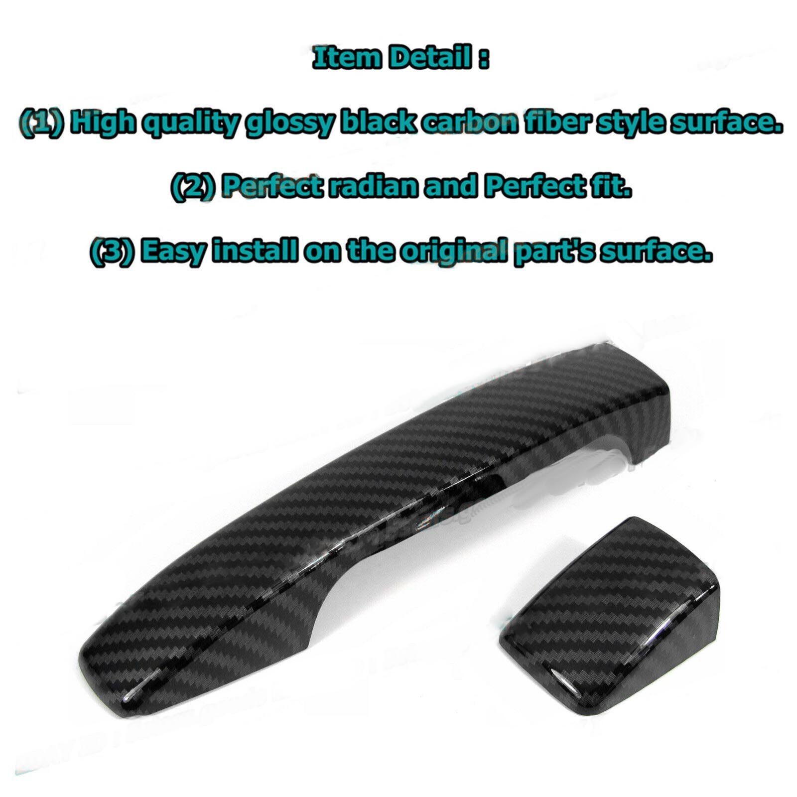 For 10-14 Subaru Outback Glossy Black Carbon Fiber Side Door Handle Covers Trims