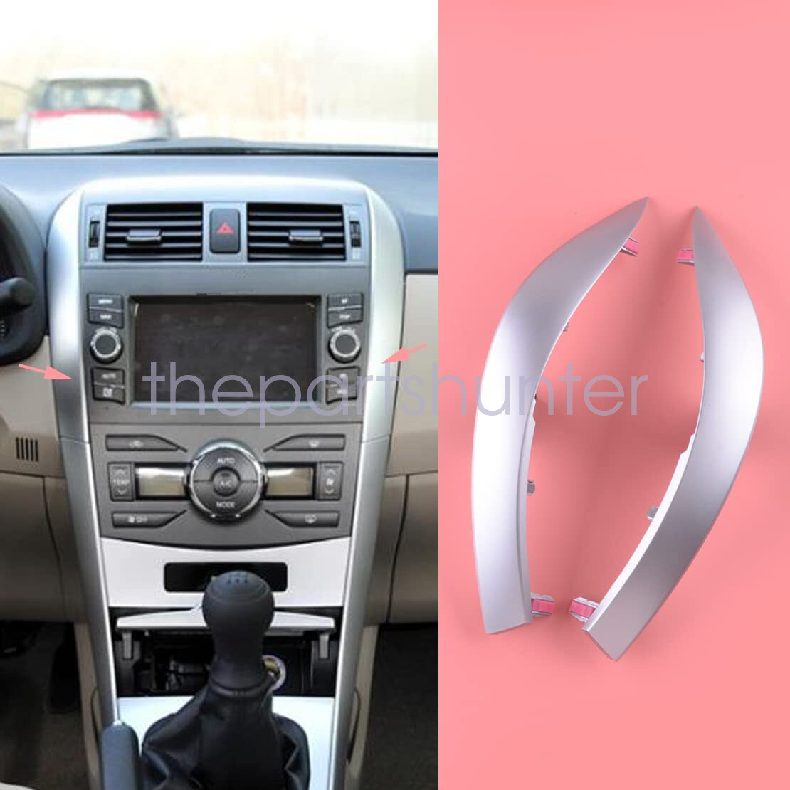 Pair Upper Side Central Dashboard Trim Strip fit Toyota Corolla Altis 2009-2013