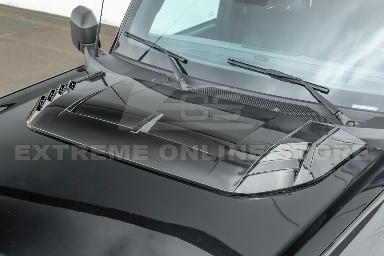 For 21-Up Ford Bronco Raptor Style GLOSSY BLACK Front Hood Bonnet Scoop Cover