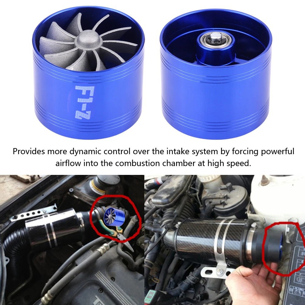 Universal 2.5″ Turbo Cold Air Intake Turbonator Hose Single Fan Fuel Gas Saver
