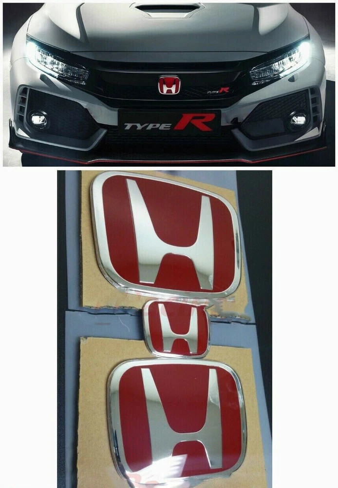 ⭐3x Red Emblem Front Rear Steering Badge Fit 2008-17 Honda Accord EX LX Sedan