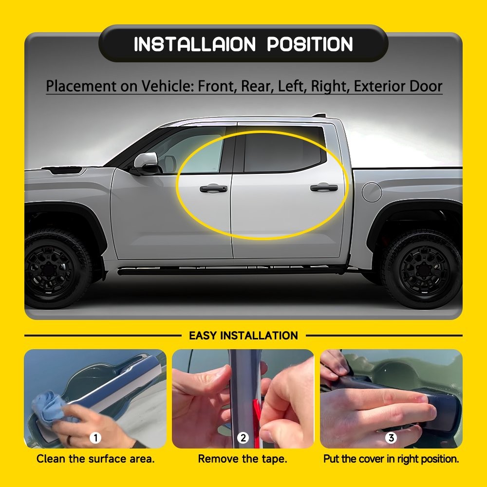 For 2022-23 2024 Toyota Tundra Left Right Outside Door Handle Covers Matte Black