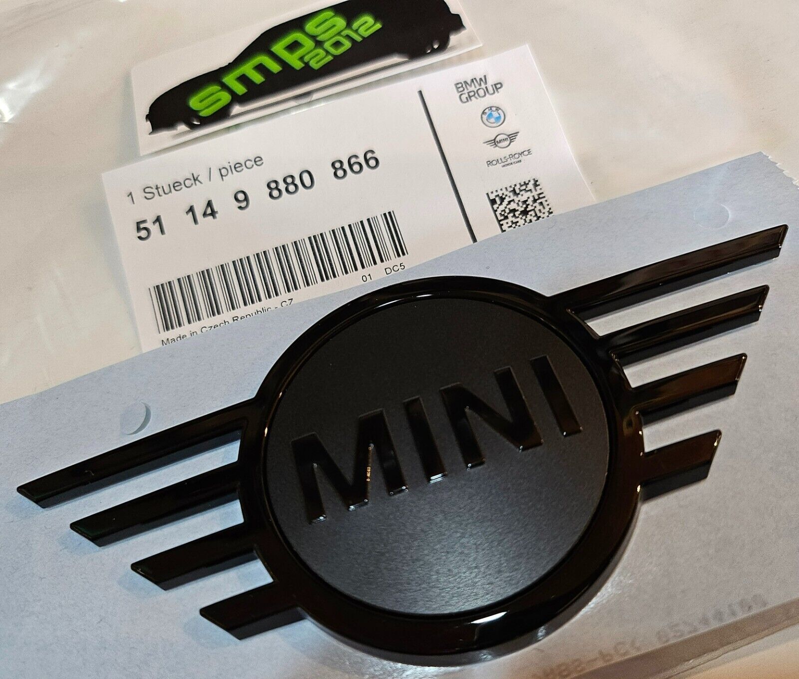 Genuine MINI Piano Black Front & Rear Badge Emblem Plaque F56 51149880863 / 866