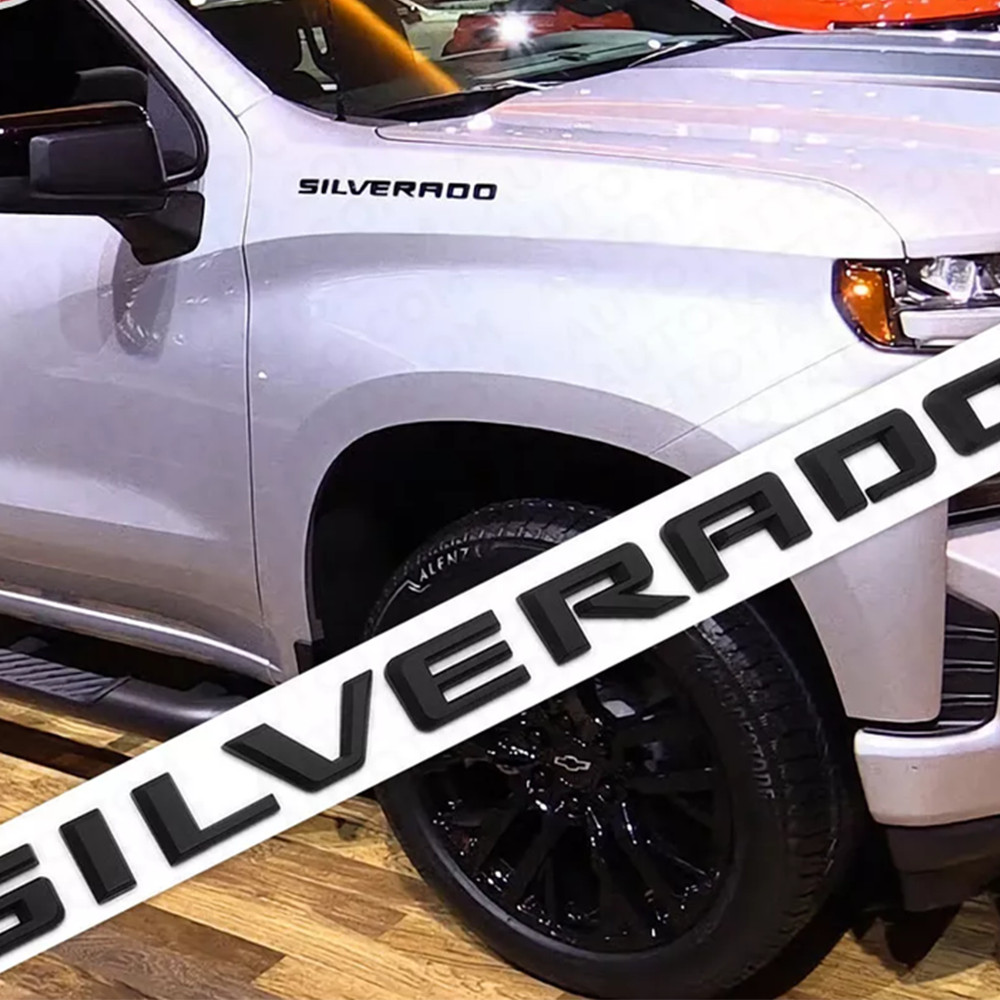 For SILVERADO 1500 2019-2023 Fender Letter Emblems Badge Nameplate Matte Black