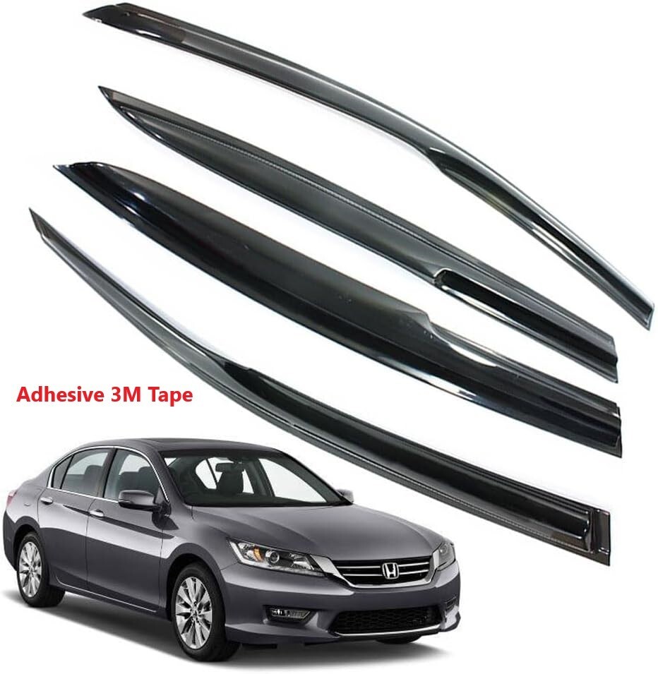 Window Visor Rain Guard OE Style Clip-on Smoked Tinted Fit Honda Accord 13-2017