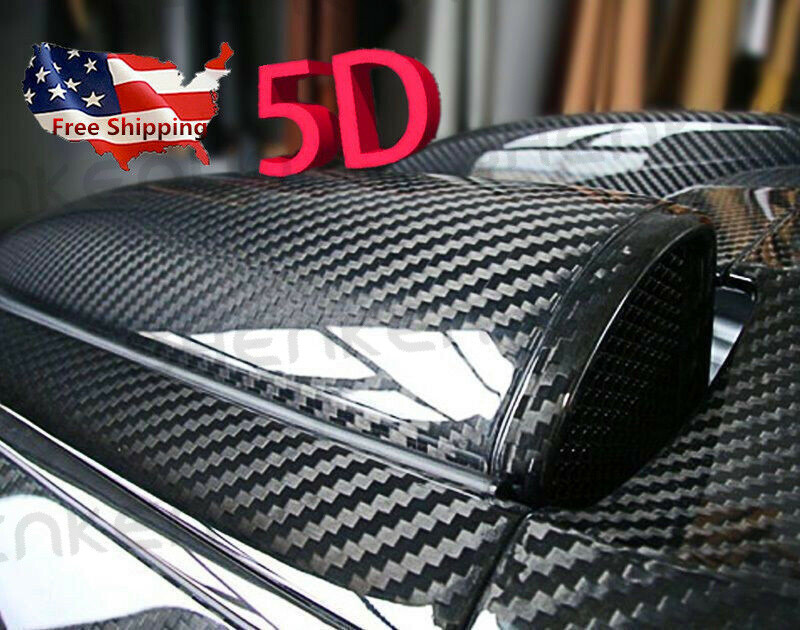 US Shiping 5D Ultra Gloss Glossy Carbon Fiber Vinyl Wrap Sticker Decal 30X152CM