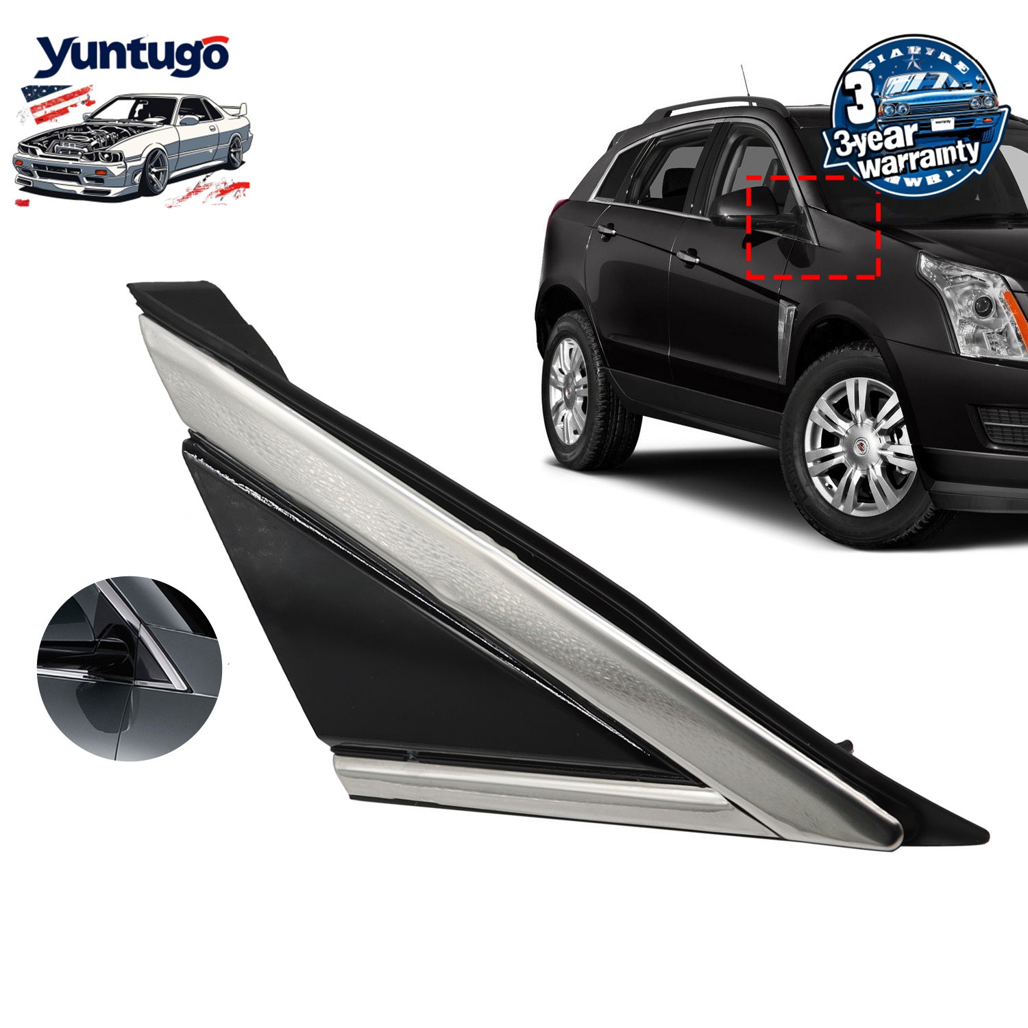 Right Front Mirror Corner Triangle Molding Fender RH for 2010-2016 Cadillac SRX