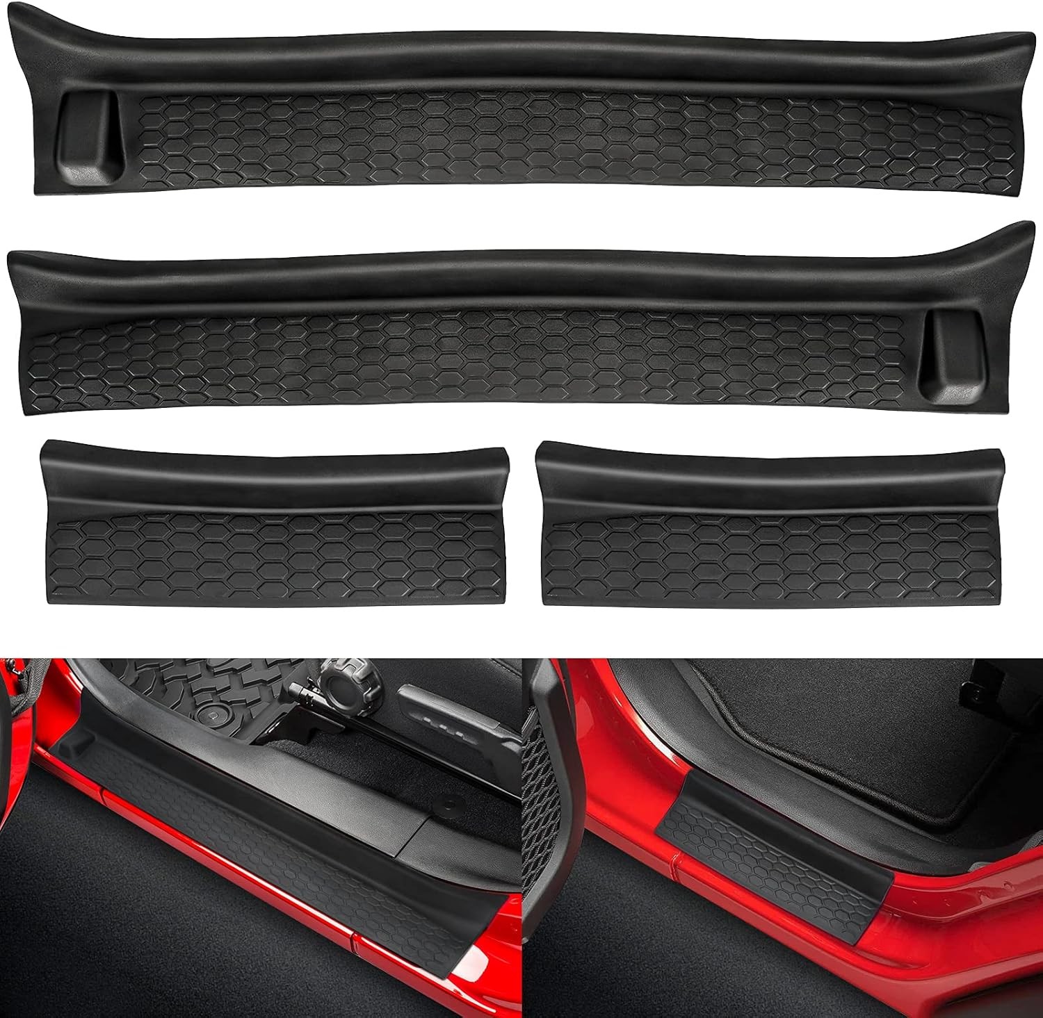 Door Sill Protector Set, Black Rubber Door Sill Protectors, 4-Piece Set