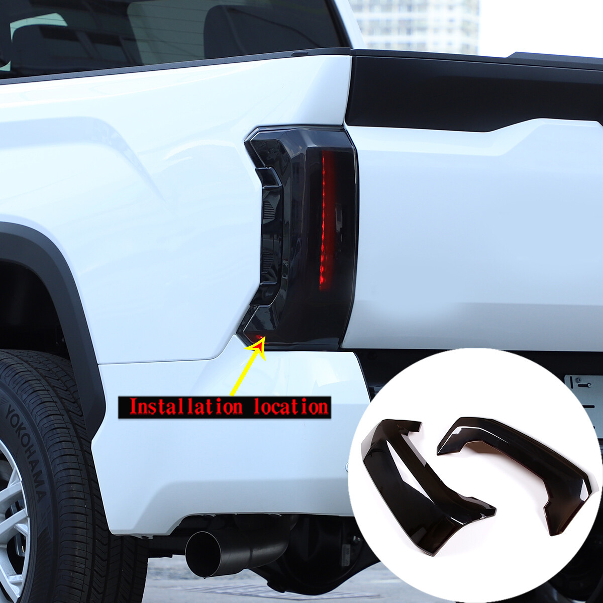 Smoked Blackout Tail Light Lamp Cover Bezel Overlay Trim For Toyota Tundra 2022+