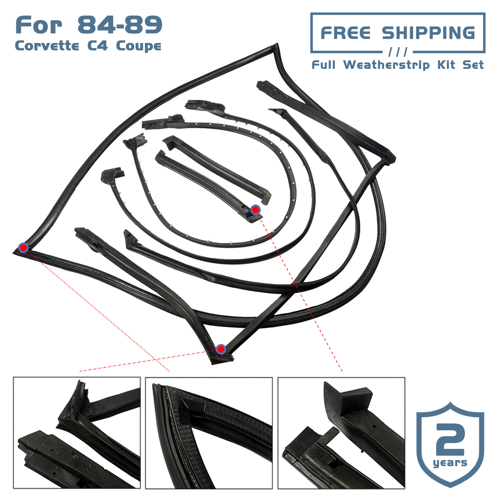 Weather Strip Seal Full Weatherstrip Kit Set For 1984-1989 Corvette C4