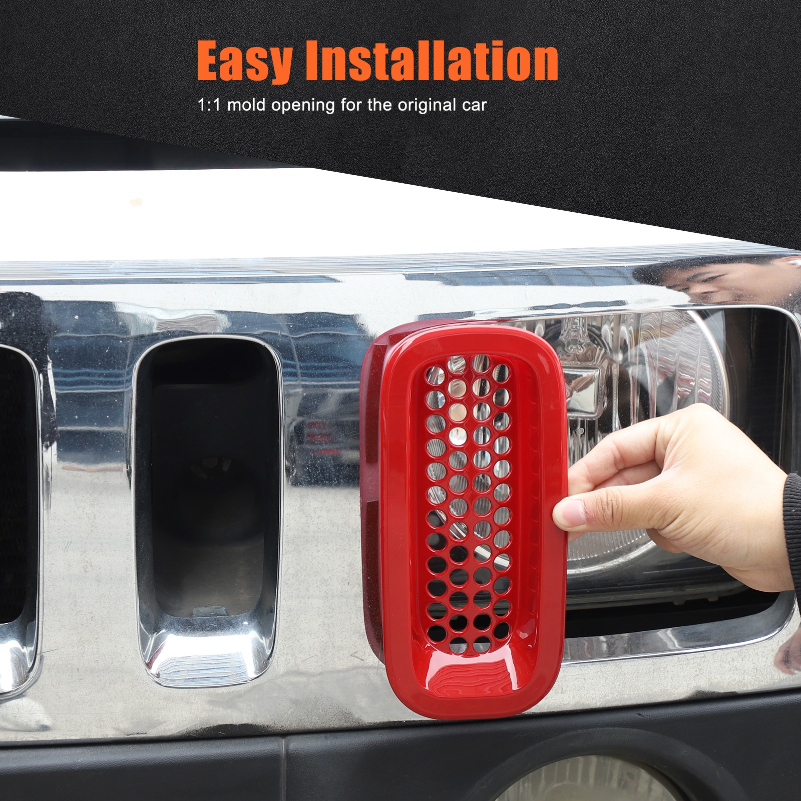 Red Front Bumper Grille Insert Honeycomb Mesh Kits For Hummer H3 2005-2009 7PCS