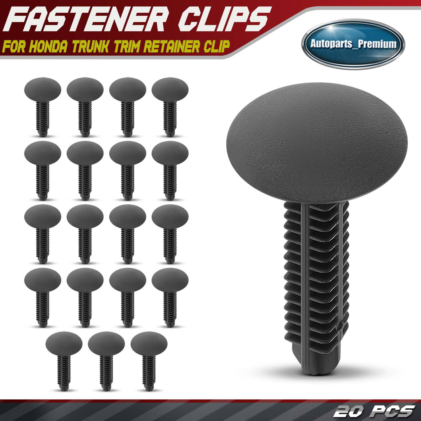 20Pcs 27mm Stem Black Nylon Trunk Trim Retainer Clip Single Head Type for Honda