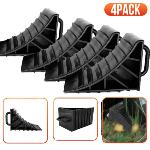 4x Heavy Duty Solid Wheel Chocks Trailer Rv Camper Truck Car Tire Stopper