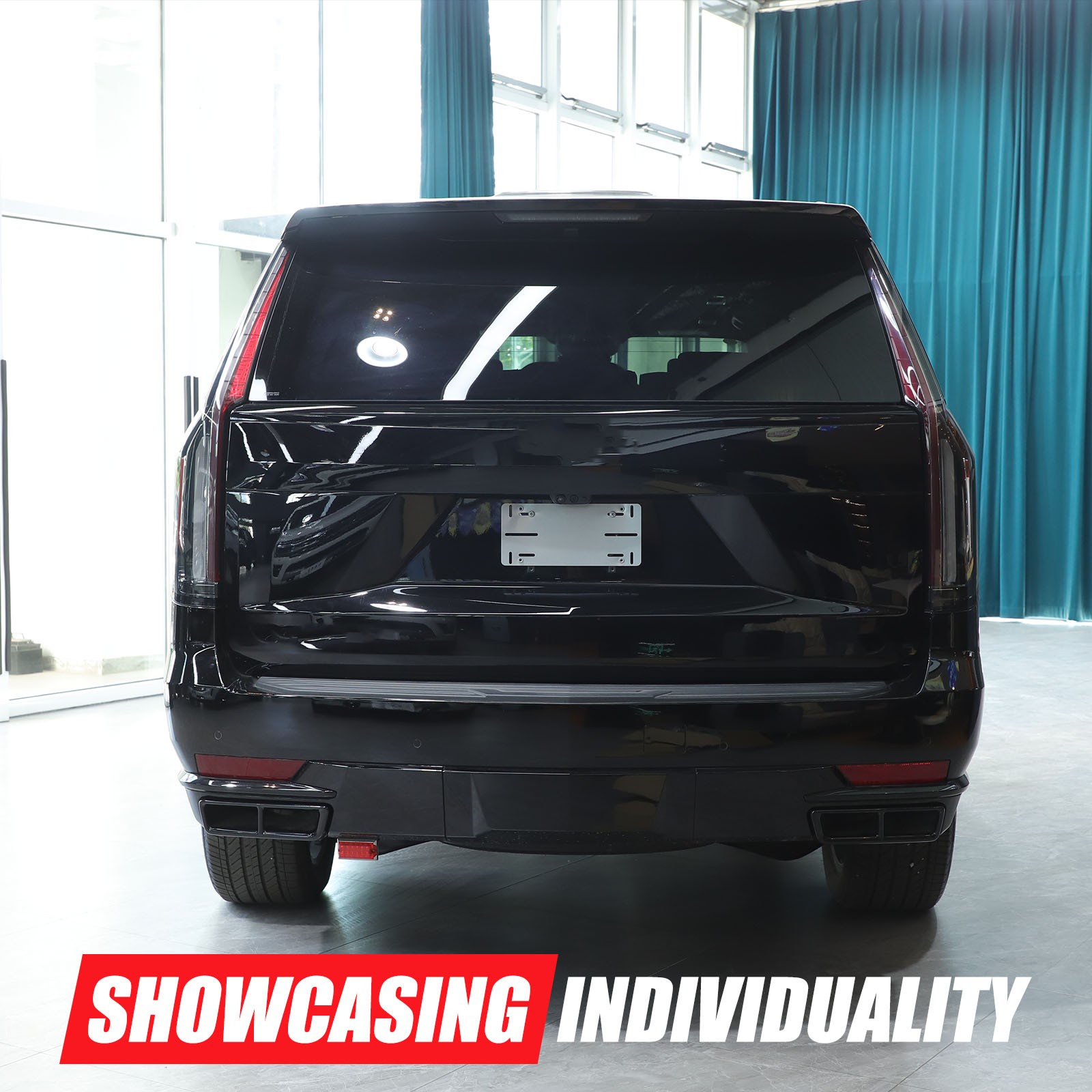 Gloss Black Exhaust Pipe Protect Cover Trims For Cadillac Escalade 2021-2023 2PC